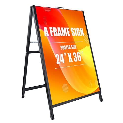 24 x 36 Inch A Frame Sign Portable Double-Sided Folding Sandwich Board with Carry Handle Heavy Duty Slide-in Sidewalk Signboard for Outdoor Street Advertising Poster
