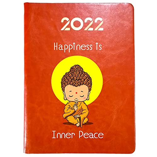 Graphique 2022 Diary Daily Planner 365 Pages.Pu Leather New Year Diary 2022 for Office with Dates.2022 Executive Daily Diary 8.5 x 6 Inch(A5 Size) - Inner Peace -Tan