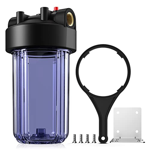 SimPure Whole House Water Filter Housing, Sediment Carbon Cartridge Universal Housing, Pre-Filtration System for Well and City Water,1" NPT Inlet Outlet Port,Pressure Release