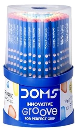 Doms Groove Super Dark Graphite Pencils | Innovative Groove For Perfect Grip | Tumbler Set Of 100 Pieces, Multicoloured, Pack Of 1 (DM8438)