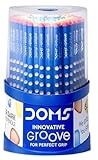 Doms Groove Super Dark Graphite Pencils | Innovative Groove For Perfect Grip | Tumbler Set Of 100 Pieces, Multicoloured, Pack Of 1 (DM8438)