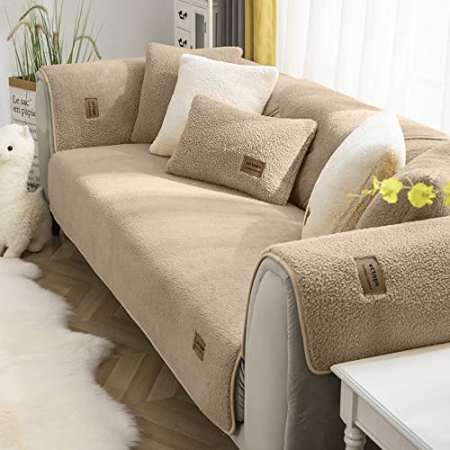 vctops Sherpa Fleece Sofa Couch Covers Super Soft Warm Plush Sectional Couch Cover Luxury Fuzzy Furry Non Slip Sofa Slipcover Furniture Protector