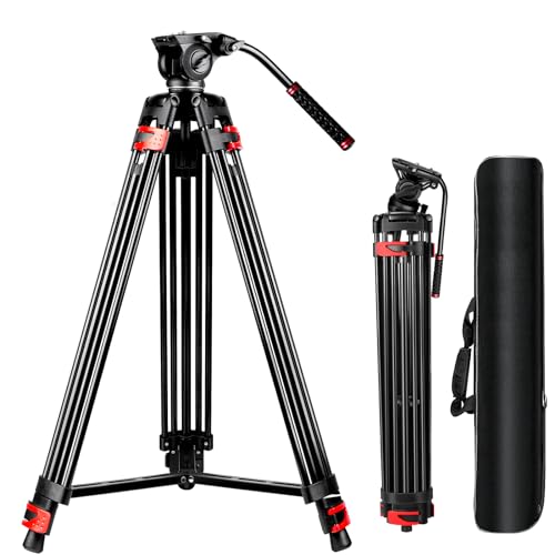 82" /210cm Video Tripod Heavy Duty Tripod with 360° Fluid Head,Mactrem Aluminum Tall Tripods Professional Compatible with Canon Nikon Sony DSLR Camera Camcorder Telescope Bnoculars (Load 33Lb)