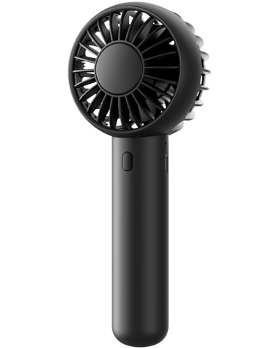 Gaiatop Mini Portable Fan, Small and Powerful, Cute Design 3 Speed Personal Handheld fan and Desktop with Base, Lightweight USB Rechargeable for Travel Lash Makeup Girl Women Summer Gift Black