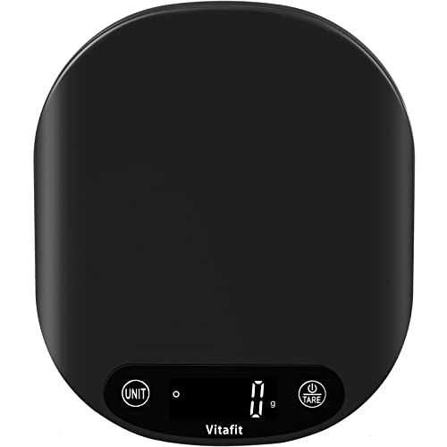 Vitafit 33lb/15kg Food Scale in 1g/0.1oz Precision, High Accuracy Assured by Kitchen Scale Professional Factory Since 2001, High Accuracy for Cooking and Baking, LED Display, 3*AAA, Black