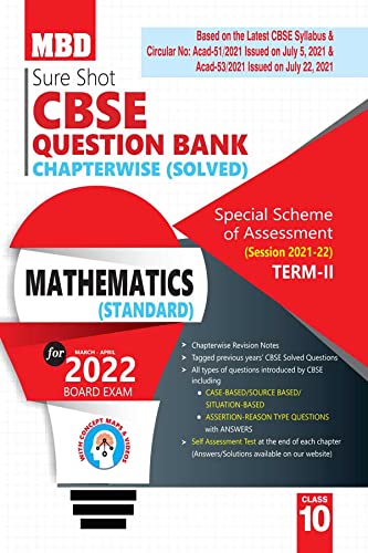 MBD Sure Shot Question Bank Mathematics Class 10 (E) Term-2 (Mar-Apr 2022)