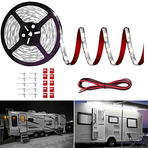 Vbakor RV Awning Led Lights,12V Camper Awning Lights for Camper Motorhome Travel Trailer Concession Stands Food Trucks, Waterproof RV Exterior Awning Light Strip for Party BBQ