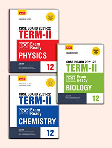 MTG 100 Percent Exam Ready Physics, Chemistry, Biology (Set of 3 books) Term 2 Class 12 Book for CBSE Board Exam 2022 - MCQs, Short / Long Answer type Questions (Based on CBSE Syllabus)