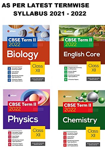 Arihant CBSE Term 2 (Physics ,Chemistry, Biology & English Core ) Class 12 for 2022 Exam (Cover Theory and MCQs) (Set of 4 Books)