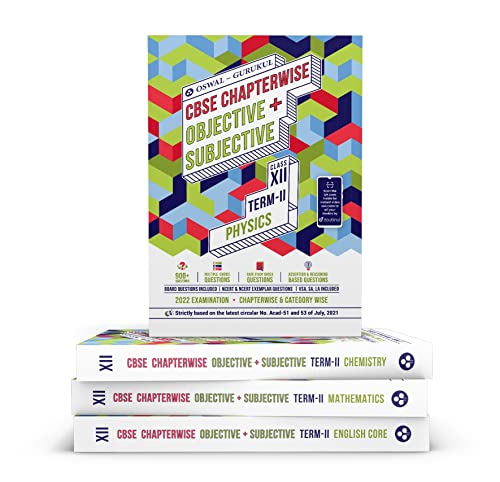 Bundle of Oswal-Gurukul Chapterwise Objective & Subjective (Physics, Chemistry, Maths, English)for CBSE Class 12 Term II Exam 2022 : 3200+ New Pattern Questions (MCQs, NCERT, Case, VSA) Set of 4 Books