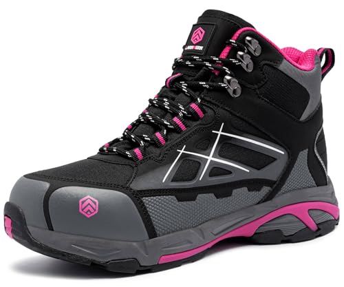 LARNMERN Steel Toe Boots for Women Lightweight Industrial Construction Boots Work Safety Shoes Hiking Boots Indestructible Shoes