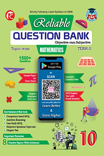 Reliable Class 10, Mathematics Term 2 , Subjective and Objective Question Bank (For 2022)