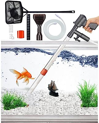 QZQ Aquarium Gravel Cleaner [2025 Edition] Vacuum Fish Tank Vacuum Cleaner Tools for Aquarium Water Changer with Aquarium Thermometers Fish Net kit Use for Fish Tank Cleaning Gravel and Sand