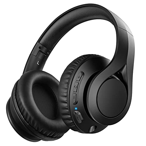 60Hrs Bluetooth Headphones Over Ear, BT5.0, Wireless Headphones with Microphone, Stereo Headphones with Deep Bass, Foldable Lightweight Wired Wireless Headphones for TV PC Laptop Kids Home Office