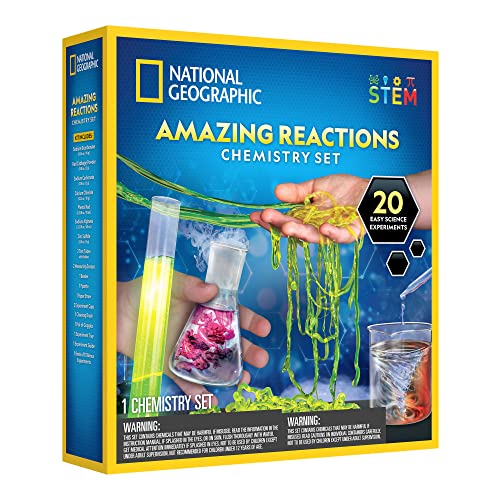 Blue Marble National Geographic Chemistry Set for Kids - Chemistry Kit with 20 Science Experiments, Make Glowing Worms, Fizzy Solutions and More, Great Chemistry Gift for Girls and Boys
