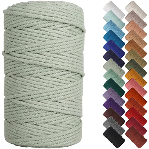 NOANTA Sage Macrame Cord 4mm x 109yards, Colored Macrame Rope, Cotton Rope Macrame Yarn, Colorful Cotton Craft Cord for Wall Hanging, Plant Hangers, Crafts, Knitting
