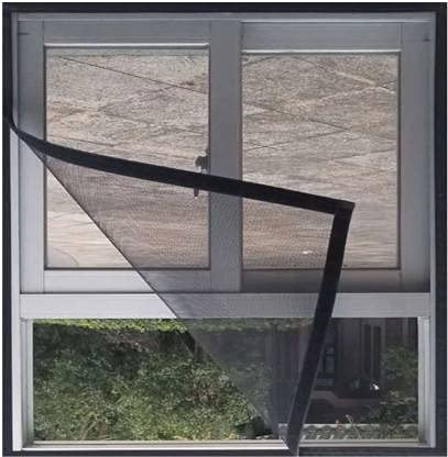 DIVAYANSHI Window Ready to Use 120 GSM Fiberglass Insect Net with Strong Self Adhesive Hook & Loop Tape (60 x 60 cm, Black)