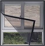 DIVAYANSHI Window Ready to Use 120 GSM Fiberglass Insect Net with Strong Self Adhesive Hook & Loop Tape (60 x 60 cm, Black)