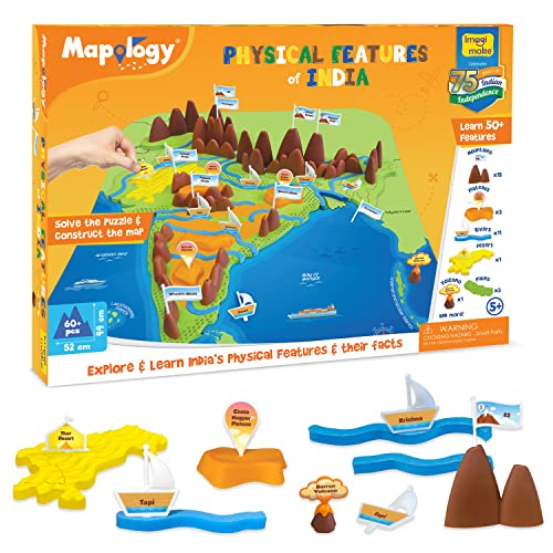 Imagimake Mapology Physical Features of India - Geography for Kids - Kids Puzzles - Learning & Education Toys for Kids 5-7 - Gift for 5, 6, 7, 8 & 9 Year Old Boys & Girls