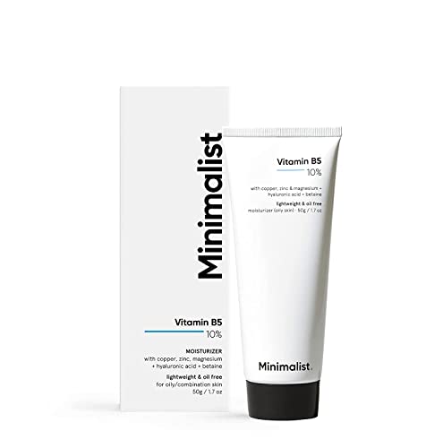 Minimalist Vitamin B5 10% Face Moisturizer for Oily & Acne Prone Skin | Oil Free Fast Absorbing Lightweight Gel | For Women & Men | 1.7 Oz / 50 gm