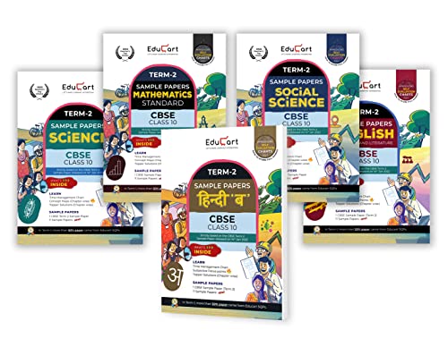 Educart Term 2 Class 10 Sample Papers Bundle of Science, Maths Standard, Social Science, English & Hindi B Books For 2022 (Based on the CBSE Term-2 Subjective Sample Paper released on 14 Jan 2022)