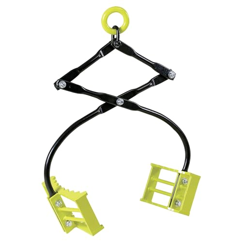 Boulder Tuff 24-Inch Rock Tongs, Heavy-Duty Steel Lifting Tool with Hardened Teeth and Chain Hook Loop for Boulders, BTF-01, Black/Green