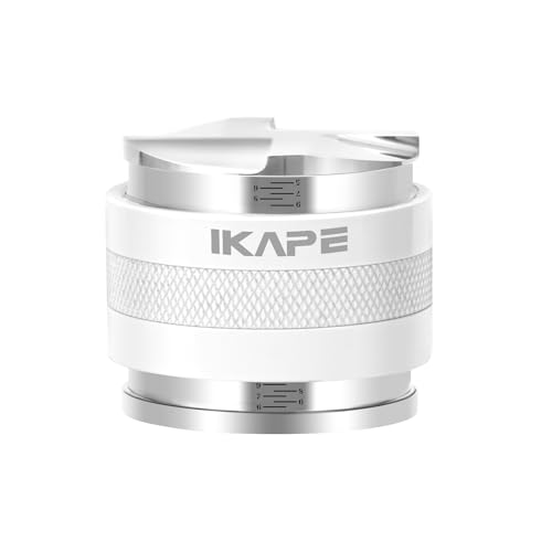53mm Coffee Distributor & Tamper, IKAPE Adjustable Depth Espresso Hand Tampers Fits for 54mm Breville Portafilter, Professional Double Sided Coffee Leveler Distribution Tool(White)…
