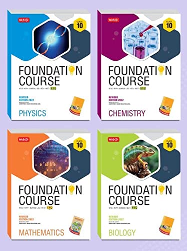 MTG Foundation Course For NTSE-NVS-BOARDS-JEE-NEET-NSO-IMO Olympiad - Class 10 (Physics, Chemistry, Mathematics & Biology), Based on Latest Competency Based Education 2022- Set of 4 Books