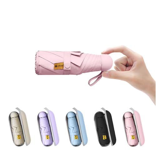 BAODINI Travel Mini Umbrella for Purse With Case Small Compact UV Sun Protection Sun Lightweight Tiny Pocket Manual Open Close Umbrella for Women Kids and Men