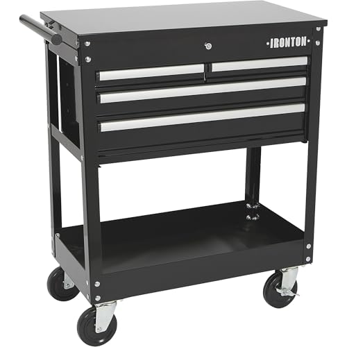 Ironton Mobile Tool Chest, Slide Top Tool Cart Made of Rust-Resistant Powder-Coat Finish, Mobile with Fully Opening Lid, Four Locking Drawers, Rolling Tool Carts Tool Cart with Drawers