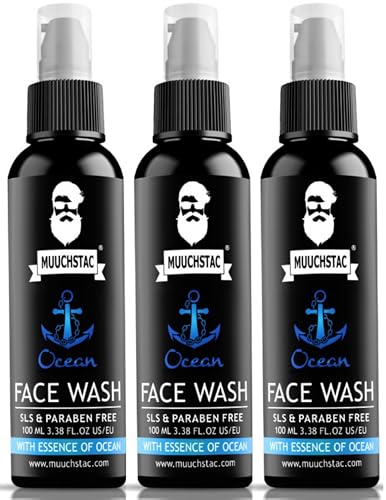 Muuchstac Ocean Face Wash for Men | Fight Acne & Pimples, Brighten Skin, Clears Dirt, Oil Control, Refreshing Feel - Multi-Action Formula (3x100 ml)