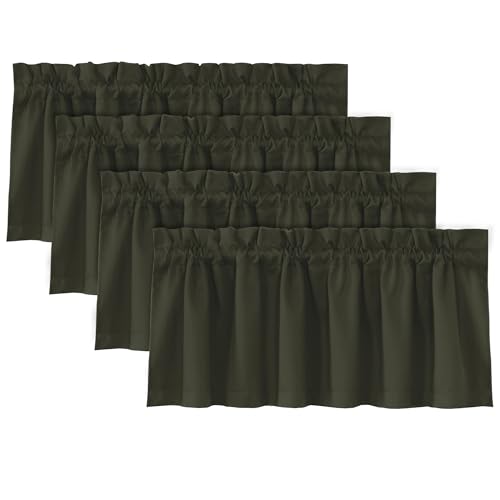 H.VERSAILTEX 100% Blackout Valances for Windows Curtain Valances for Kitchen Windows/Bathroom/Living Room/Bedroom Thermal Insulated Rod Pocket Small Short Curtains Treatment