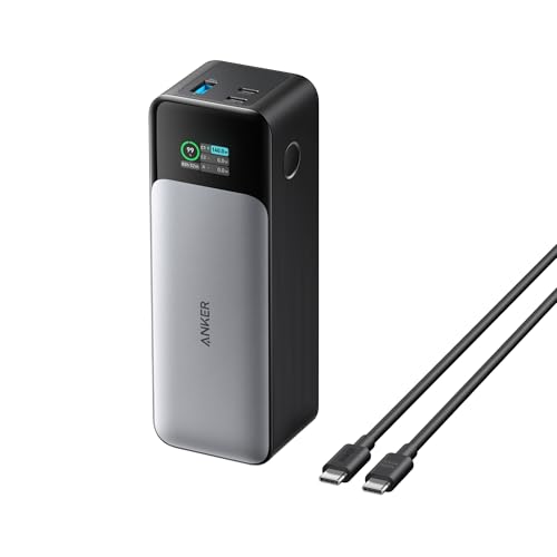 Anker 737 Power Bank, 24,000mAh 3-Port Laptop Portable Charger with 140W Fast Charging, Smart Display, for Outdoor Work, Compatible with iPhone 16/15/14 Series, Vision Pro, Samsung, MacBook, and More