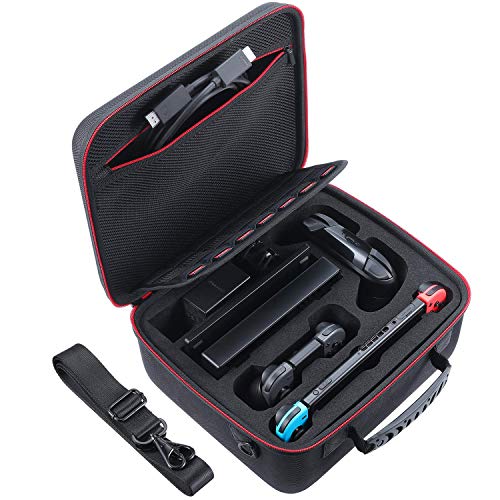 New World Travel Case for Nin-tendo Switch ,Travel Carrying Case Storage Bag Protective Hard Shell Deluxe Storage Bag for Nin-tendo Switch and Switch OLED for Controller & Accessories-Grey