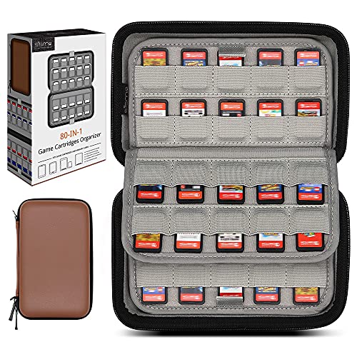 sisma 80 Switch Game Case - Compatible with Nintendo Switch & PS Vita, Hard Shell Game Cartridges Holder Storage Case Travel Carrying Bag for Games & SD Cards