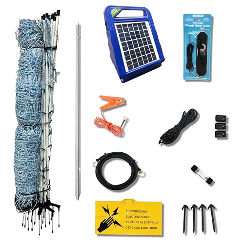 Starkline 35"x164' Electric Netting All-in-One Solar Kit for Goats, Sheep, Gardens, Beehives, Dogs, and More for Backyards, Homesteads, Farms and Ranches