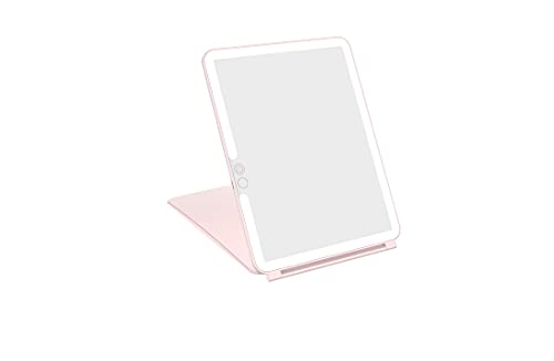 WEILY Portable Travel Makeup Mirror with 72 LED Lights, Touch Screen Three Colors Dimmable Lighted Makeup Mirror, 2000 mAh USB Rechargeable Lighted Vanity Mirror,Compact Foldable Travel Mirror
