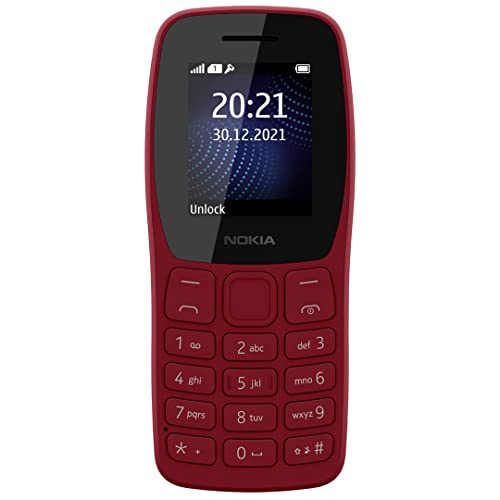Book Cover Nokia 105 Plus Single SIM, Keypad Mobile Phone with Wireless FM Radio, Memory Card Slot and MP3 Player | Red