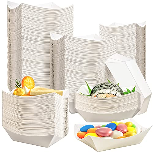 MotBach 200 Pack Small Paper Food Trays, 0.25 Lb Disposable Kraft Boats, Brown, Take Out Serving Trays, Grease Resistant for Party Snacks Hot Dogs Tacos, 4.1 x 2.5 Inch