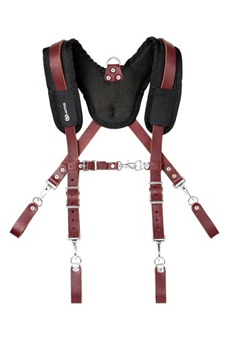 LAUTUS Leather Padded Tool Belt Suspenders w/Chest Strap| Pencil Sleeve| Comfortable & Heavy Duty | Fully Adjustable | Construction Grade |