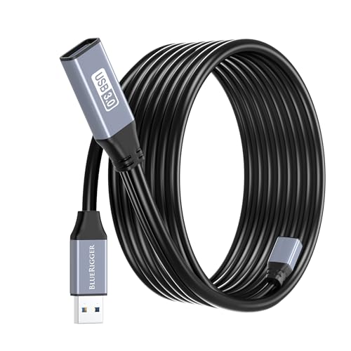 BlueRigger USB 3.0 Extension Cable (25FT, Active, 5 Gbps, Type A Male to Female Adapter Cord) - Long USB Repeater Extender for VR Headset, Printer, Hard Drive, Flash Drive, Keyboard, Mouse, Xbox