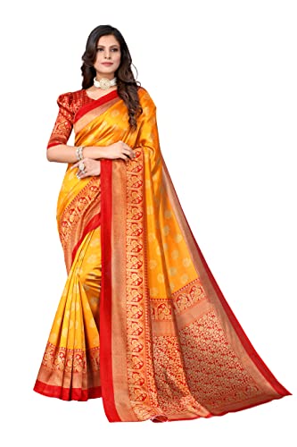 Yashika Women's Jacquard Art Silk Standard Length Saree (Minali Mustard_R