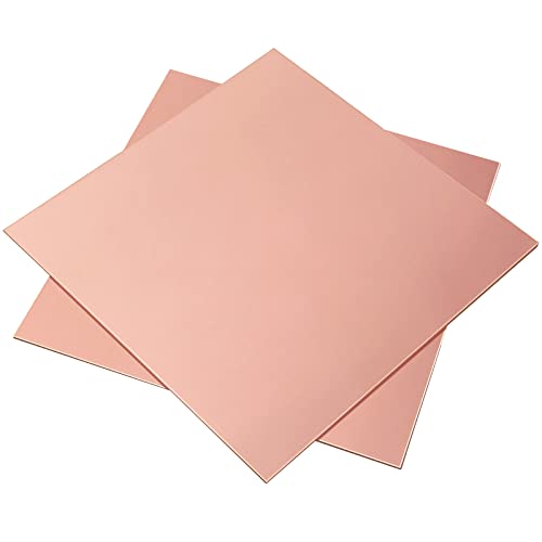2Qty 99.9% Pure Copper Sheet, 6" x 6", 8" x 10", 18/20/24 Gauge(1.0/0.8/0.5mm) Thickness, No Scratches, Film Attached Copper Plate