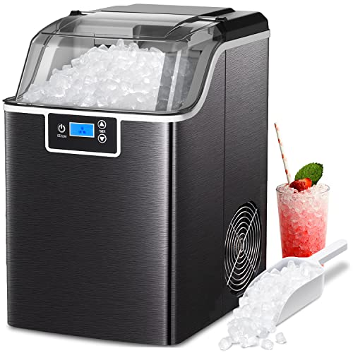 Book Cover ZAFRO Ice Maker- Countertop Ice Maker Nugget Ice Makers Portable Black Ice Machine Self-Cleaning, Timer, Low Noise, with Ice Scoop and Basket Self-Cleaning Function, for Home Kitchen Office Bar Party