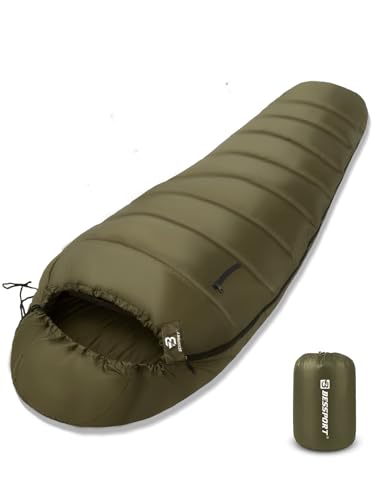Bessport Mummy Sleeping Bag | 15-45 ℉ Extreme 3-4 Season Sleeping Bag for Adults Cold Weather– Warm and Washable, for Hiking Traveling & Outdoor Activities