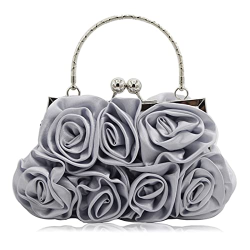 JAMBHALA Women Evening Clutch Bag Floral Satin Small Purses with Detachable Strap for Wedding, Party, Prom