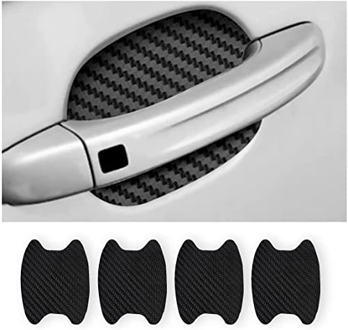4PCS Car Door Handle Protector Sticker, Universal Carbon Fiber Anti-Scratches Auto Door Handle Protective Film, Car Door Side Paint Cover Guard Stickers Fit for Most Car Handles (Black)