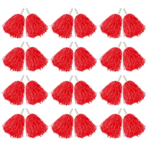 Hooshing 12/24/80PCS Pom Poms Cheerleading Sports Spirited Plastic Cheer Pompoms with Handles for Kids Adults Team Party Dance Cheering