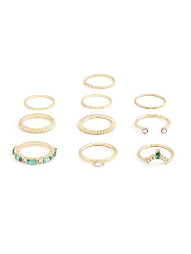 ZAVERI PEARLS Set of 10 Gold Tone Contemporary Stackable Rings For Women-ZPFK13640