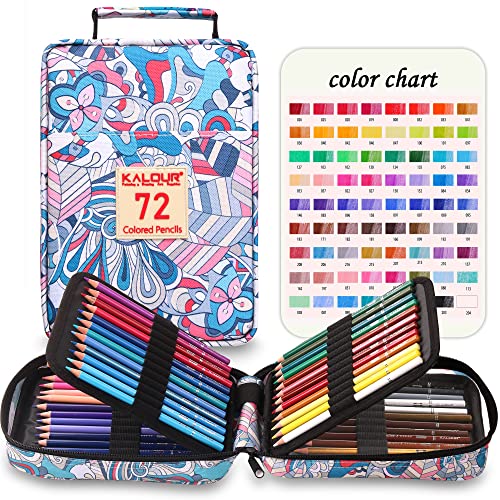 KALOUR Premium Colored Pencils,Set of 72 Colors,Artists Soft Core with Vibrant Color,with Zipper Slot Pencil Case,Ideal for Drawing Sketching Shading,Coloring Pencils for Adults Beginners